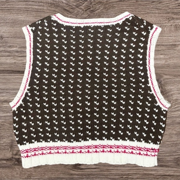 Cartonnier Anthropologie The Mini Vest Cropped Wool Blend Sweater Size Large - Picture 4 of 5